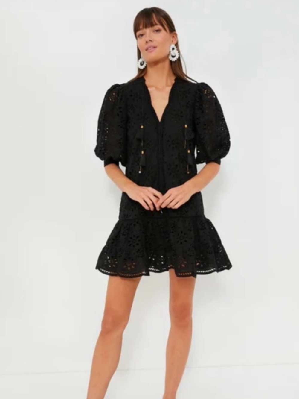 Bell By Alicia Bell Dress Flounce Eyelet Mini in Black